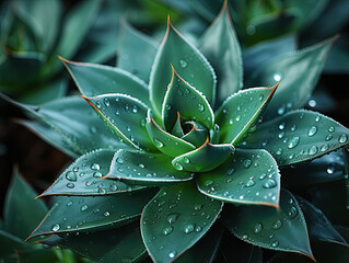 Colored bold green cactus plant. Dark moody feel. Natural abstract, delicate and fluid shapes lines. Highlight focused leaf edges and blurred background. Soft details texture.