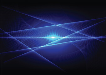 abstract futuristic technology with line wave and lighting on dark blue background. Illustration Vector design technology concept