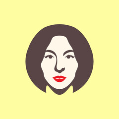 beautiful face women short hair red lips skincare salon treatment mascot character logo design vector icon illustration