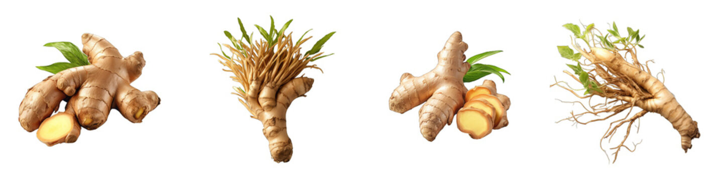 Ginger root  Hyperrealistic Highly Detailed Isolated On Transparent Background Png File