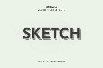 Editable Sketch Hand Drawn Text Effects, 3D, Neon, Sketch Premium Vector And Included Graphic Style. 