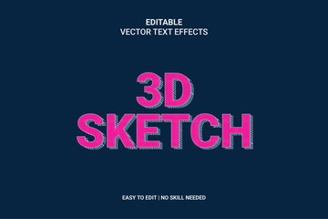 Editable Sketch Hand Drawn Text Effects, 3D, Neon, Sketch Premium Vector And Included Graphic Style. 