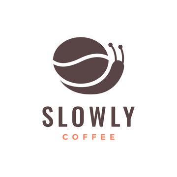 snail with coffee bean slow logo design vector icon illustration