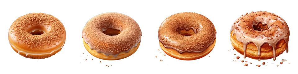 Glazed donut with cinnamon powder  Hyperrealistic Highly Detailed Isolated On Transparent Background Png File