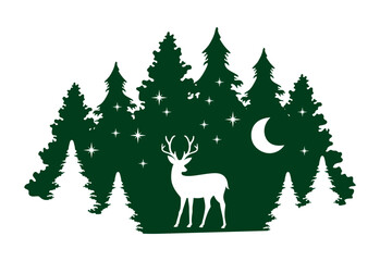 Naklejka premium Merry Christmas night scene landscape