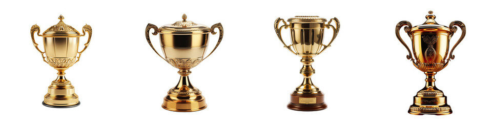 Gold trophy cup  Hyperrealistic Highly Detailed Isolated On Transparent Background Png File - obrazy, fototapety, plakaty