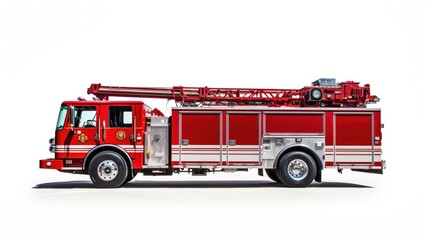 Fire truck on a white background, AI generated Image