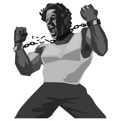freedom break chain happy shouting slavery