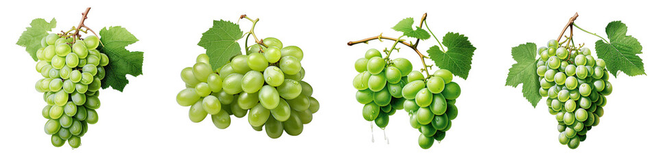 Green grapes  Hyperrealistic Highly Detailed Isolated On Transparent Background Png File