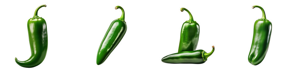 Green jalapeno pepper  Hyperrealistic Highly Detailed Isolated On Transparent Background Png File - obrazy, fototapety, plakaty