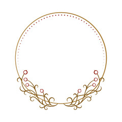 Vector round floral frame with red berries decoration