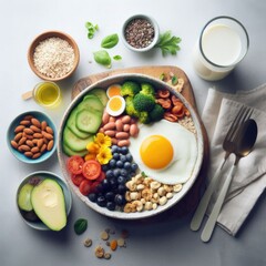 top view to a healthy breakfast,