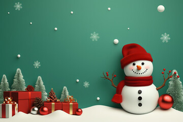 christmas background with snowman