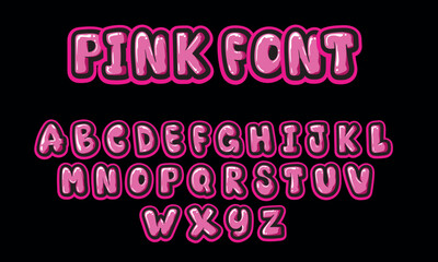 Pink hand drawn font. vector