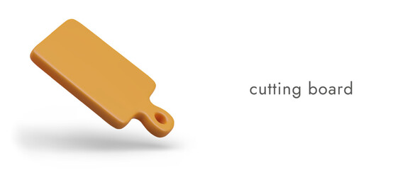 Kitchen rectangular cutting board. Realistic isolated object with shadow. Concept for store of household goods. Advertising for culinary school, course. Vector template