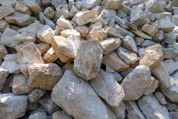View over a pile of brown-yellow natural stones