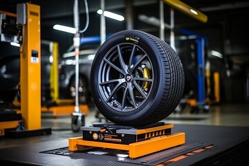 Fototapeta premium Trusted tire repair and replacement service with vulcanization expertise at a reliable point