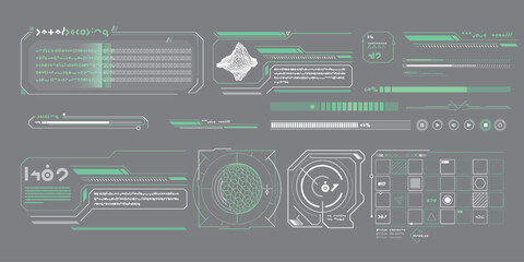 Vector data elements for sci-fi interface infographics.