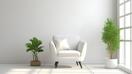 White sofa in white room with minimal style
