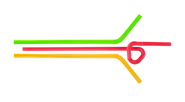 Red, green,yellow,  straw isolated on white background