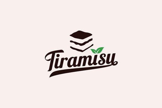 Tiramisu logo with a beautiful combination of tiramisu and lettering. tiramisu vector for bakery, cafe, cake shop, etc