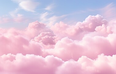 A picture of pink colored clouds near a light blue sky backgroundon, soft-edged, color splash,