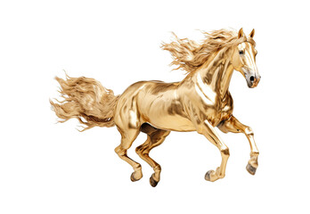 Obraz na płótnie Canvas Golden horse running No shadows, highest details, sharpness throughout the image, highest resolution