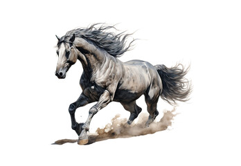 Dark horse running No shadows, highest details, sharpness throughout the image, highest resolution