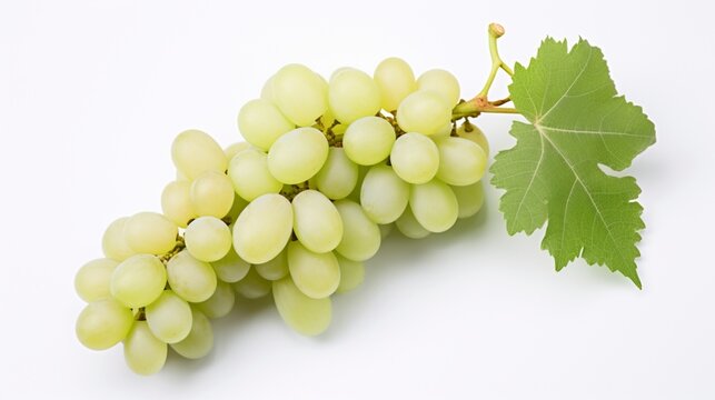 bunch of green grapes on  white background
 generated by AI