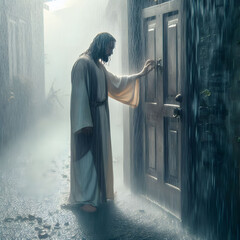 Jesus knocking at doors - obrazy, fototapety, plakaty
