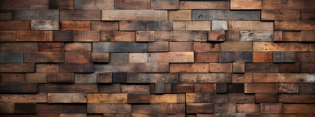 Obraz premium Wooden Wall in the Style of Bricks: Earthy Colors and Depth