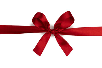 Red gift bow on white