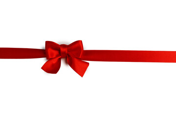 Red gift bow on white