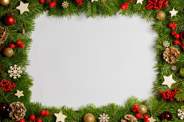 Christmas frame of tree branches - 673096917