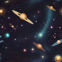 Obraz na płótnie Canvas Starry sky fantasy, interstellar home, universe, galaxy, meteor