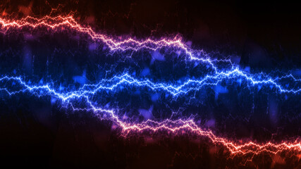 Blue fractal lightning background, electrical abstract - 673097566