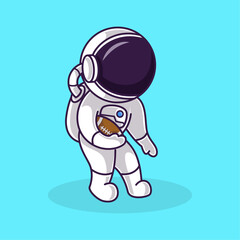 Little Cute Astronaut Kids Playing American football. Cartoon Illustration Design. Isolated Premium Vector File, background is easy to edit. Can use for Icon, Logo, banner, flyer or any design project