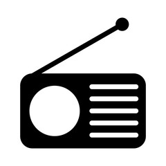 Retro radio station icon, flat isolated music sound media button, web vector illustration