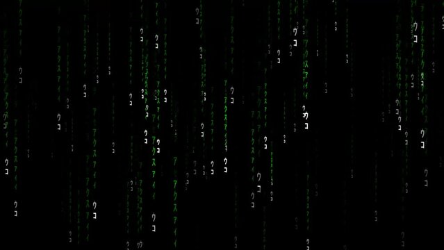 Falling green characters illustrating technology and computers for use as a background
