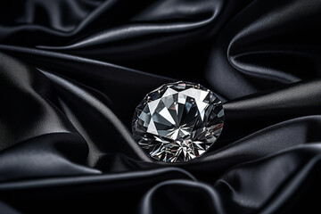 A large diamond on a beautiful dark textile background.generative ai