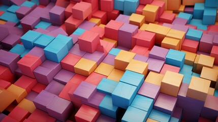 Colorful background of wooden blocks, copy space, 16:9