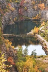 Autumn limestone quarry
