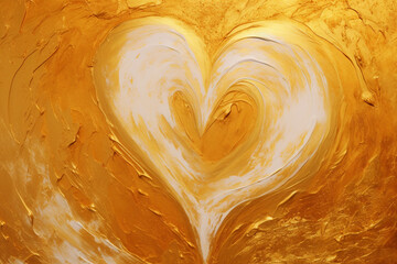 abstract golden heart oil painting