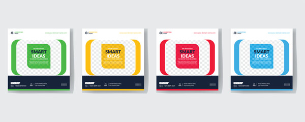 Modern Creative Corporate Business marketing agency promotion social media post template. Editable square banner design with place for the photo