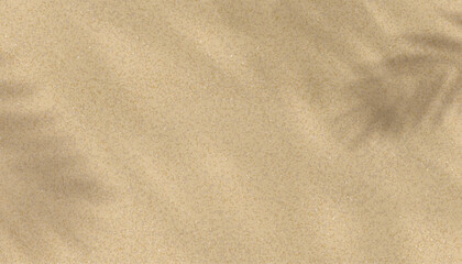 Sand texture background with palm leaves silhouette,Coconut leaf Shadow on Brown Sandy Beach,Vector top view Sand Surface,Backdrop background Wide Horizon Desert dune for Summer Product Presentation
