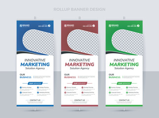 Roll up banner stand for commercial board and exhibition ads pull up design x-banner design template