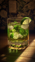 Original Caipirinha with a Shot of Shamrock Selective Focuse Background