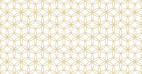 Seamless gold oriental pattern. Islamic background. Arabic linear texture. Vector illustration. - 673102177