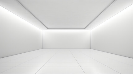 Interior of a empty white modern room with copy space. Generative AI 