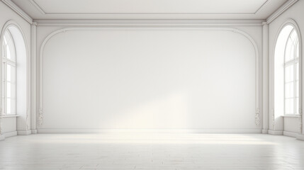 Interior of a minimal empty classic white room. Generative AI